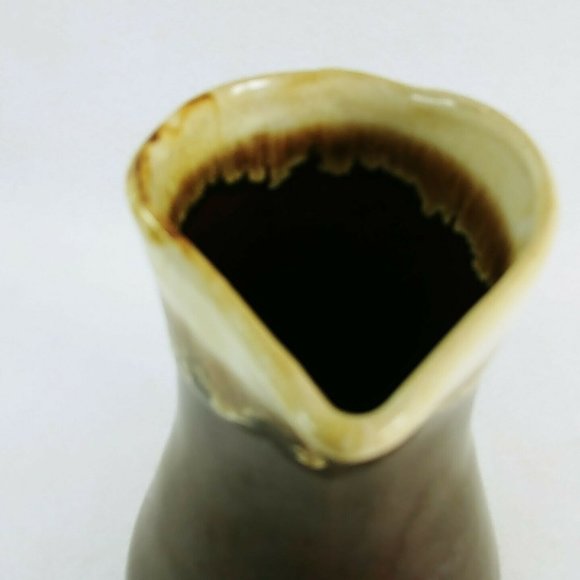 Pitcher Drip Glaze Pottery Brown Cream Farmhouse Country Cottage Vintage Decor - Picture 6 of 9